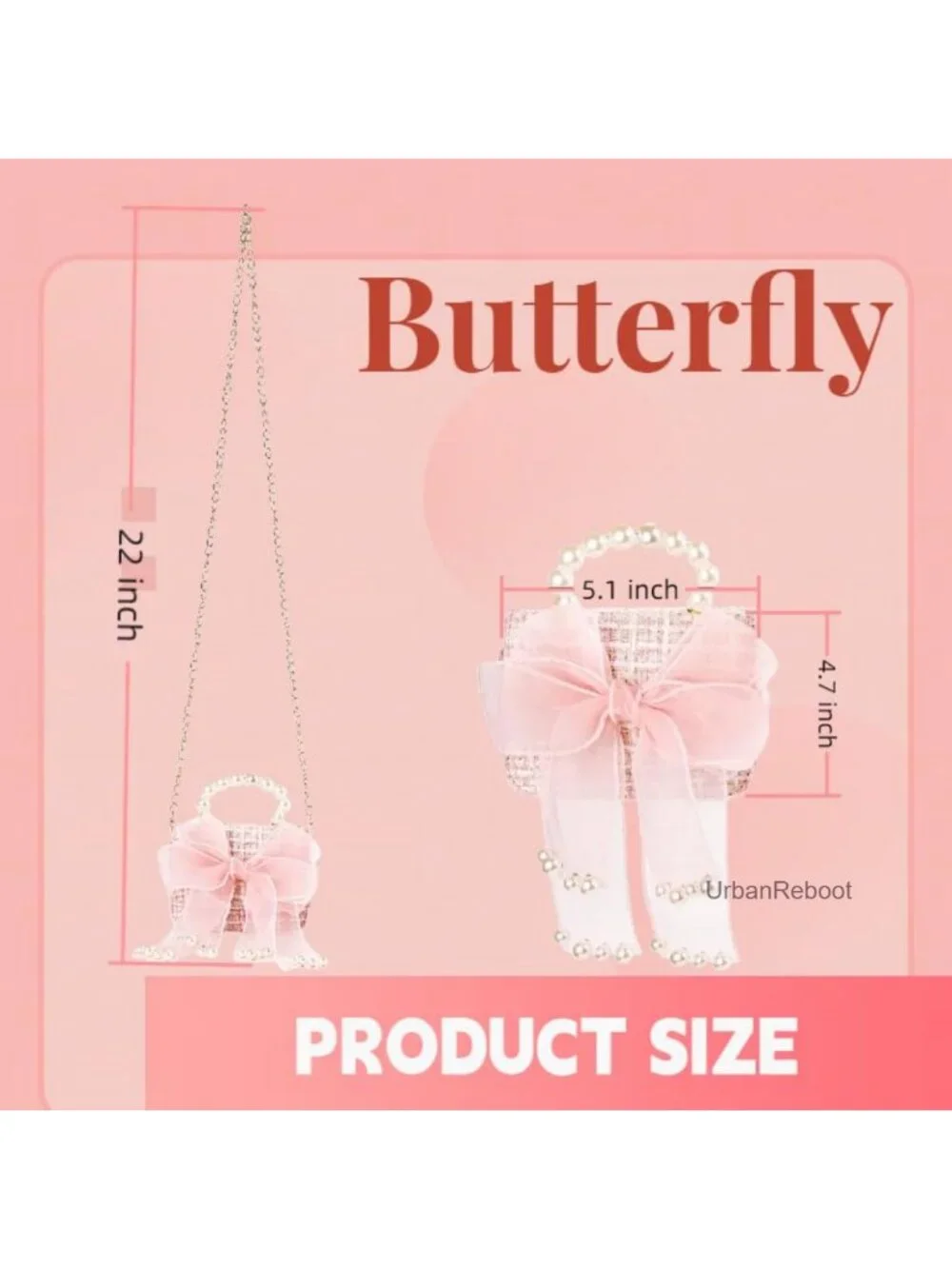 2 Pack Girls Mini Crossbody Purses with Bowknot and Pearl Handle Detachable